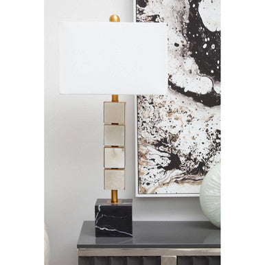 White Fabric Shade Table Lamp | Marmo