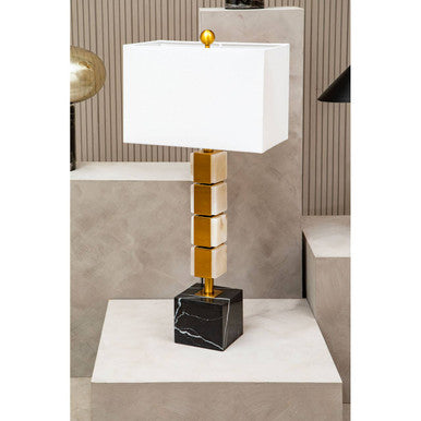 White Fabric Shade Table Lamp | Marmo