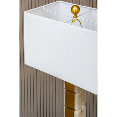 White Fabric Shade Table Lamp | Marmo