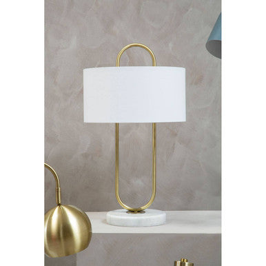 White Fabric Shade Table Lamp | Nolan