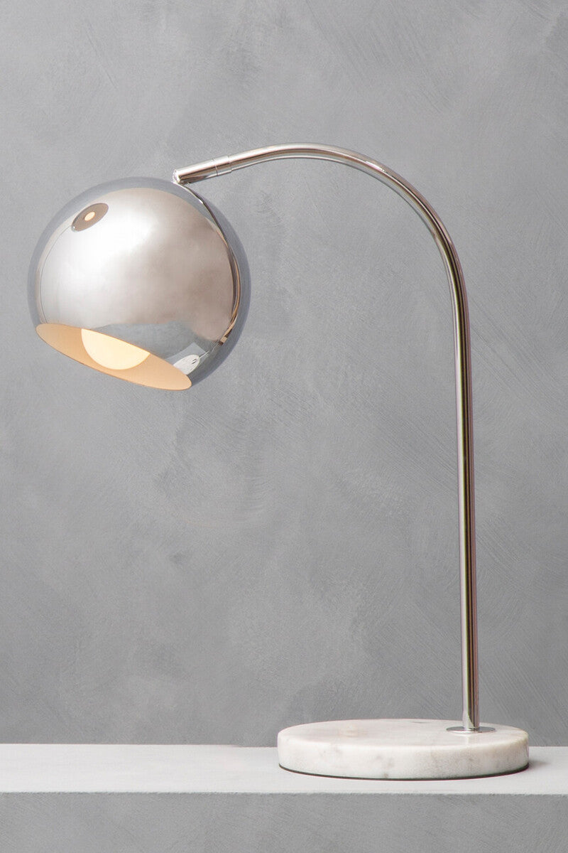 Chrome Finish Table Lamp with White Base | Karter