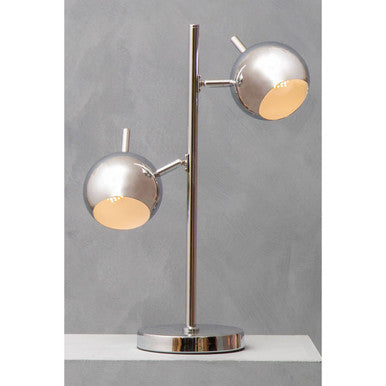 Chrome Finish Table Lamp with Two Lights | Karter