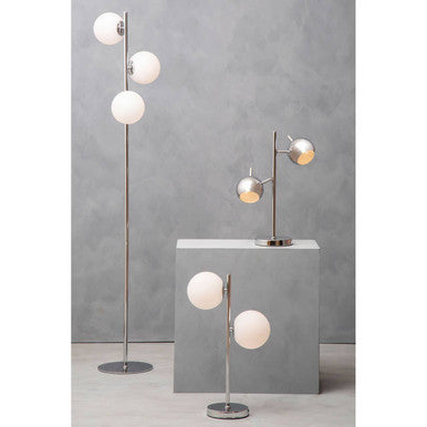 Chrome Finish Table Lamp with Two Lights | Karter