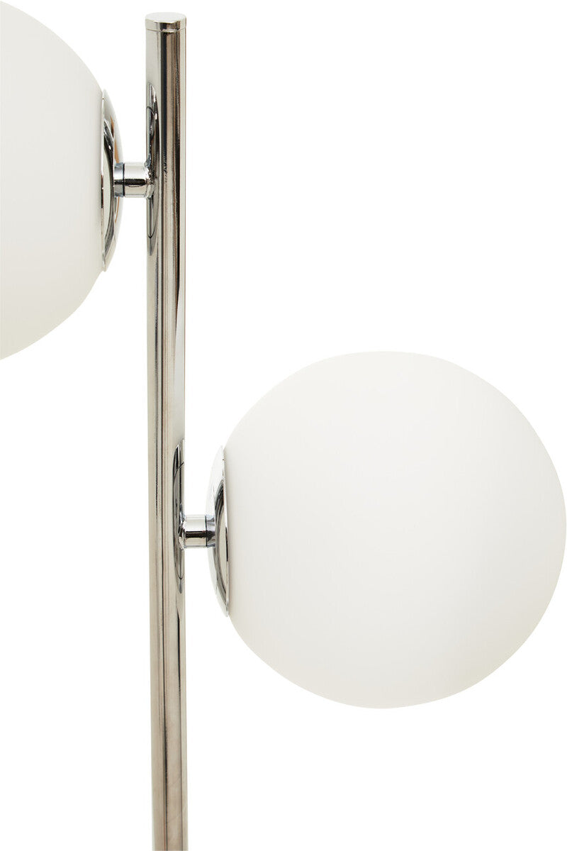 White Glass with Chrome Table Lamp | Karter