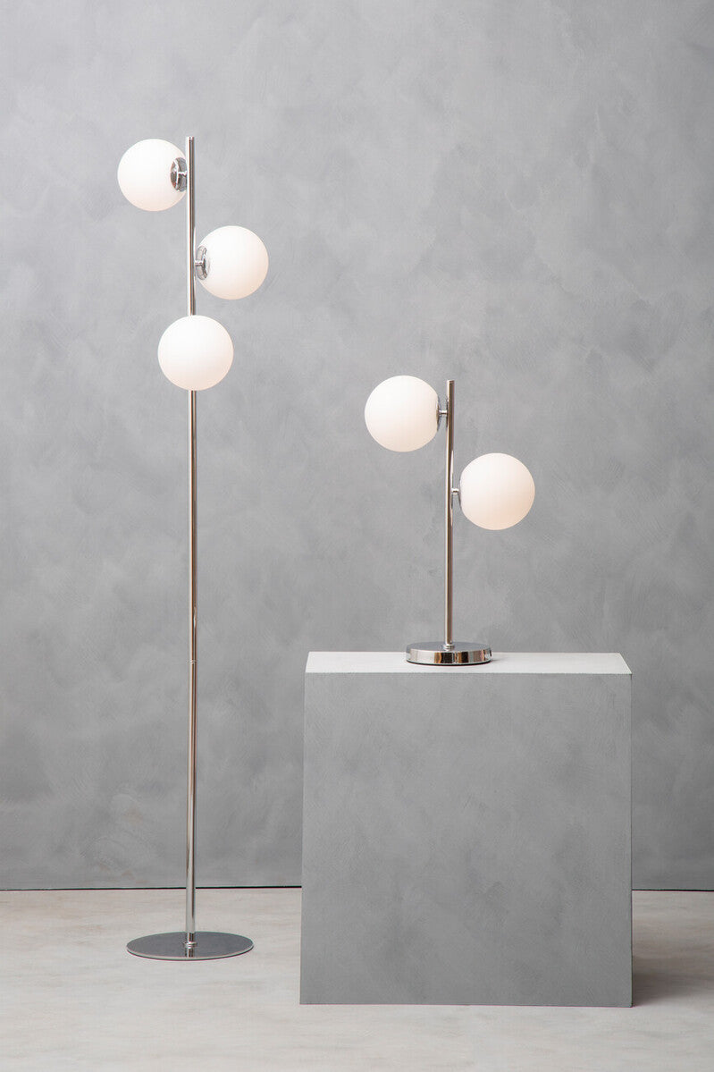 Chrome Finish and White Glass Floor Lamp | Karter