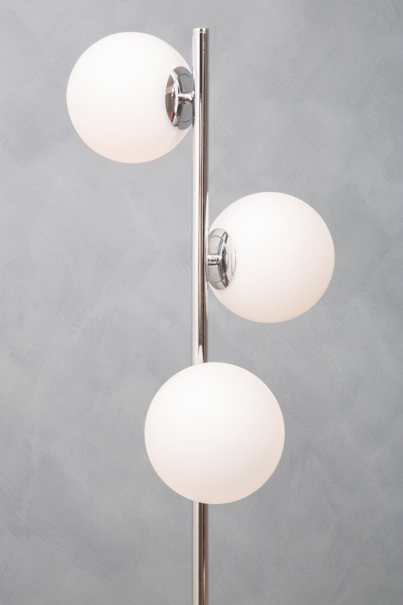 Chrome Finish and White Glass Floor Lamp | Karter