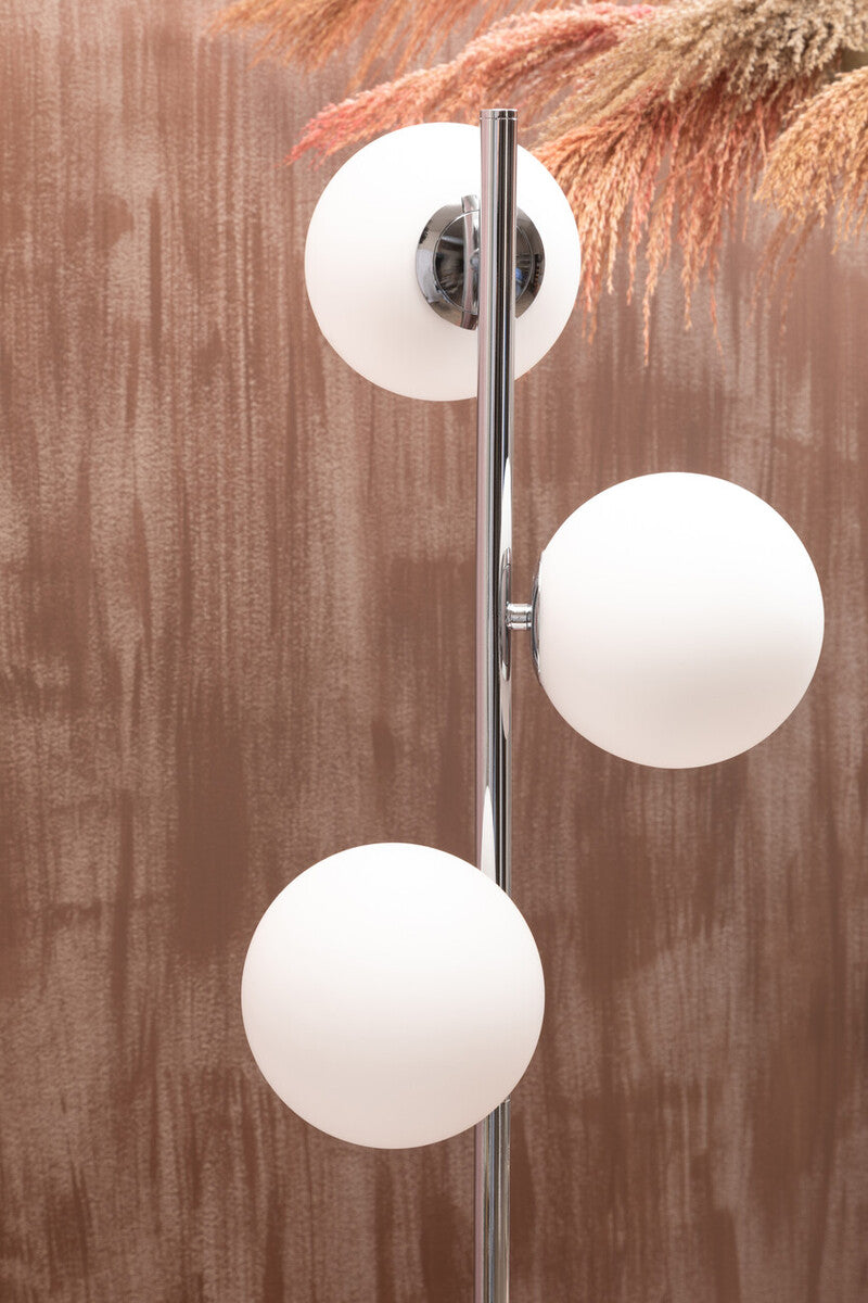 Chrome Finish and White Glass Floor Lamp | Karter