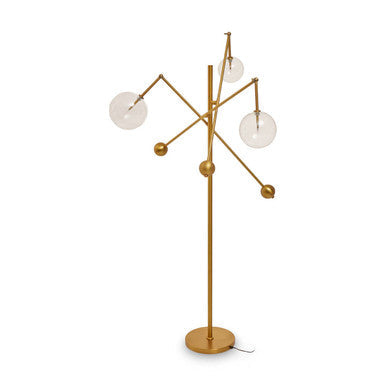 Abira Brass Finish 3 Bulb Floor Lamp with Glass Shades