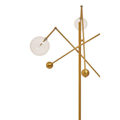 Abira Brass Finish 3 Bulb Floor Lamp with Glass Shades