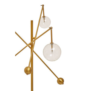 Abira Brass Finish 3 Bulb Floor Lamp with Glass Shades