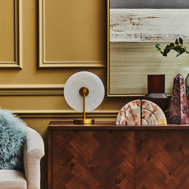 White Marble and Gold Finish Table Lamp | Waldorf
