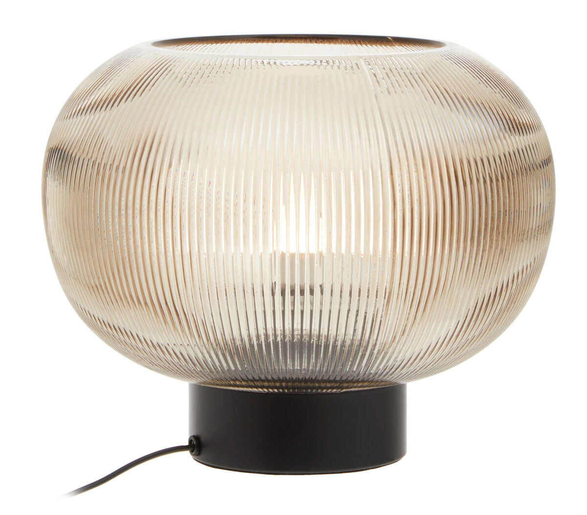 Large Ribbed Smoked Glass Table Lamp | Enola