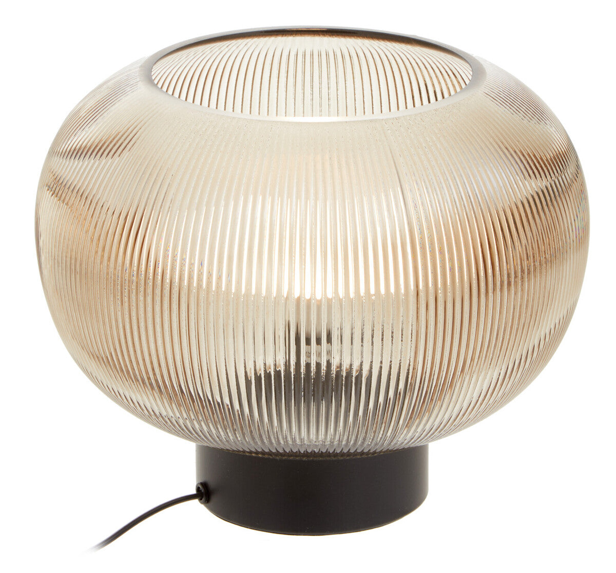 Large Ribbed Smoked Glass Table Lamp | Enola
