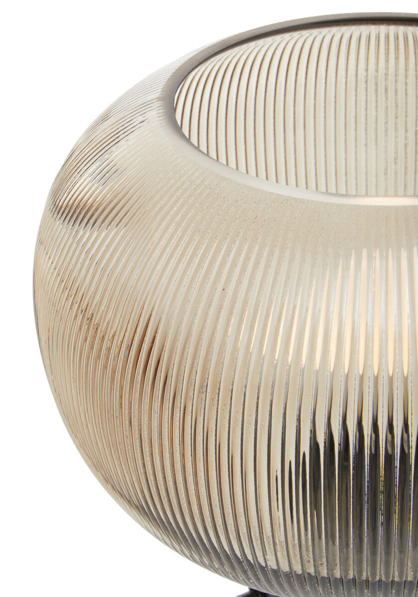 Large Ribbed Smoked Glass Table Lamp | Enola