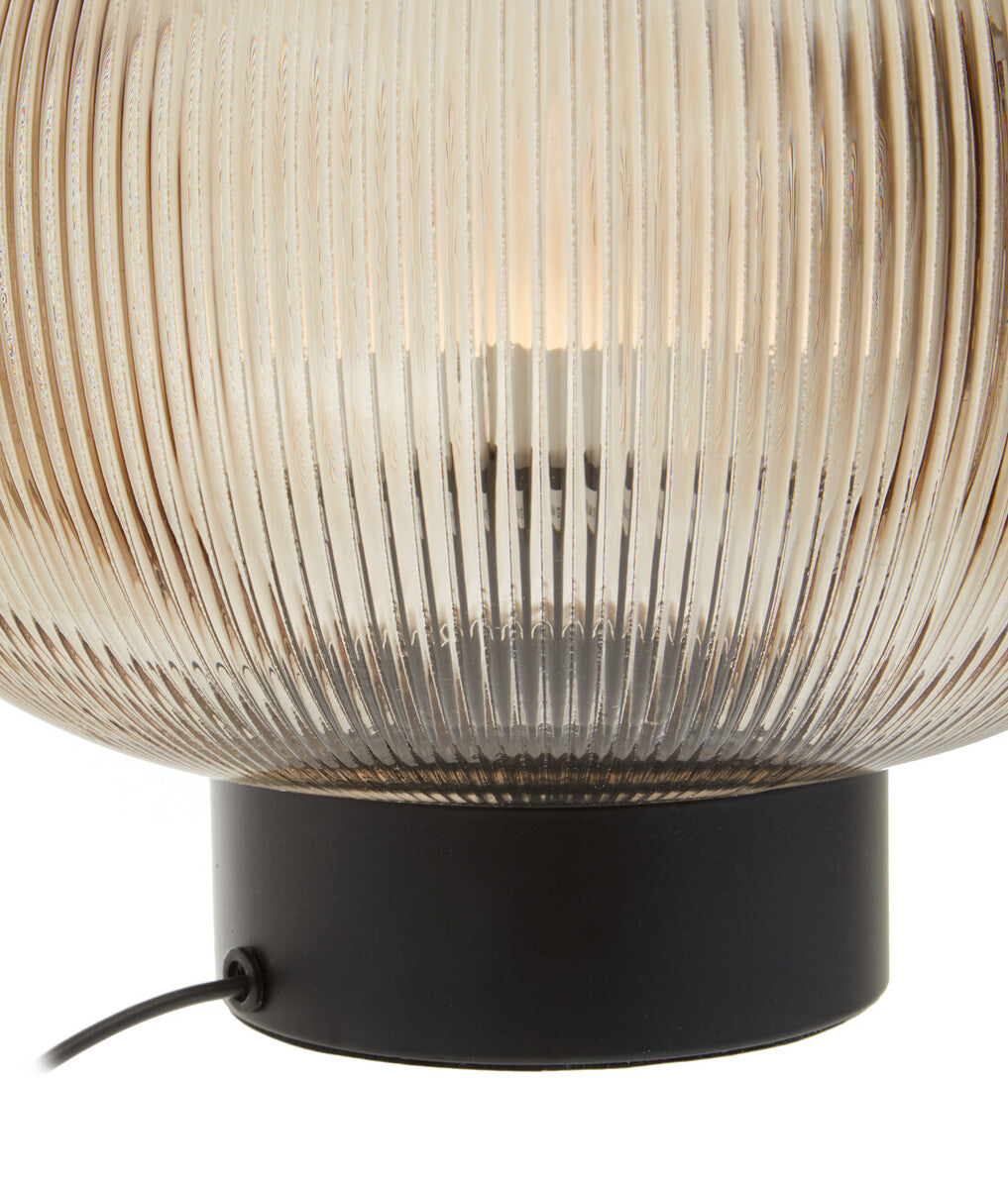 Large Ribbed Smoked Glass Table Lamp | Enola