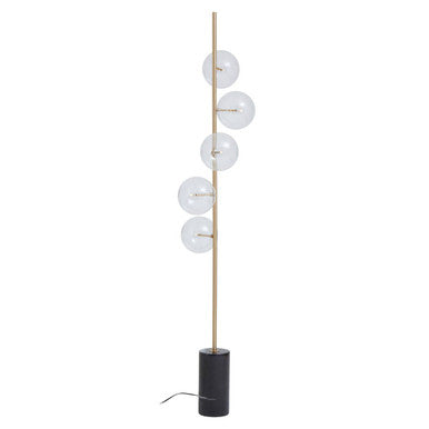 Abira Black Marble 5 Bulb Floor Lamp with Brushed Brass Finish