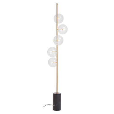 Abira Black Marble 5 Bulb Floor Lamp with Brushed Brass Finish
