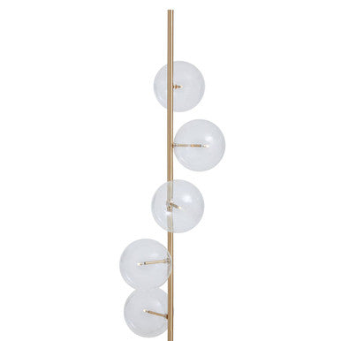 Abira Black Marble 5 Bulb Floor Lamp with Brushed Brass Finish