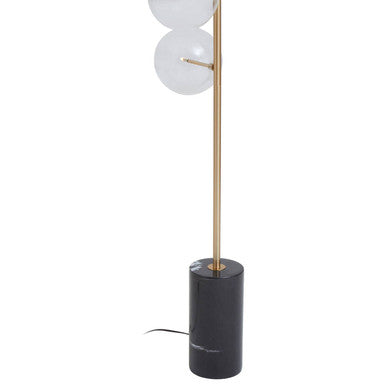 Abira Black Marble 5 Bulb Floor Lamp with Brushed Brass Finish