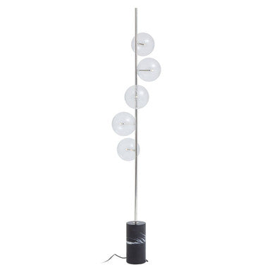 Abira Black Marble 5 Bulb Floor Lamp with Nickel Finish