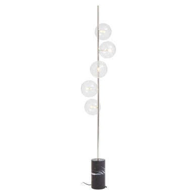 Abira Black Marble 5 Bulb Floor Lamp with Nickel Finish