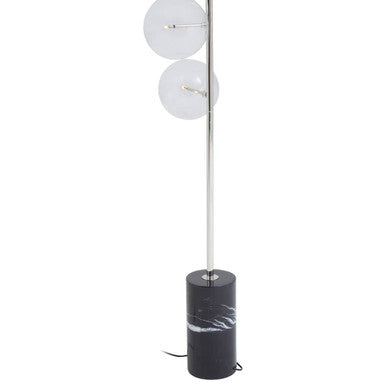 Abira Black Marble 5 Bulb Floor Lamp with Nickel Finish