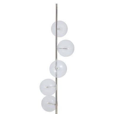 White Marble and Nickel Finish 5 Bulb Floor Lamp | Abira