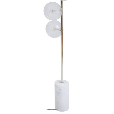 White Marble and Nickel Finish 5 Bulb Floor Lamp | Abira
