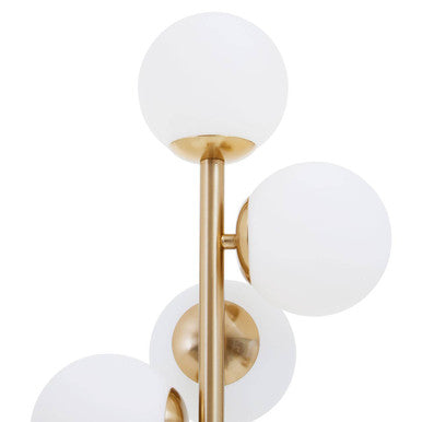 White Marble 5 Bulb Table Lamp with Brushed Brass Finish