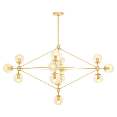 Abira Gold Finish and Glass 15 Bulb Statement Pendant Light