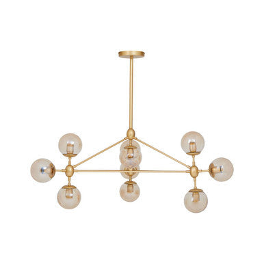 Abira Gold Finish and Glass 10 Bulb Pendant Light
