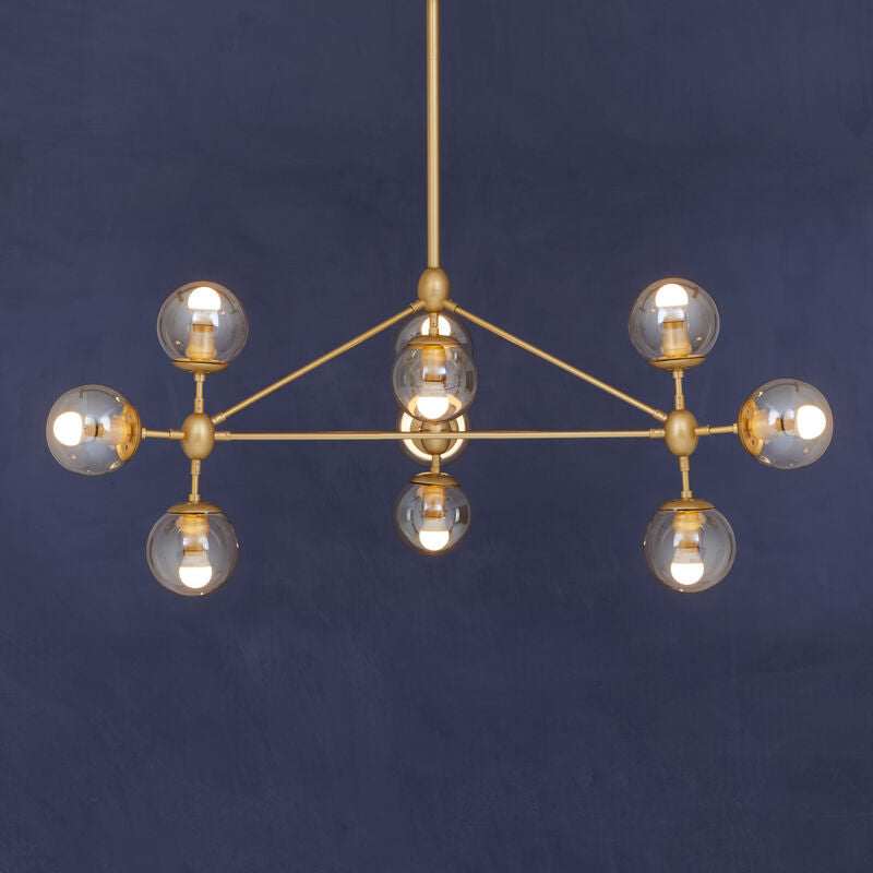 Abira Gold Finish and Glass 10 Bulb Pendant Light