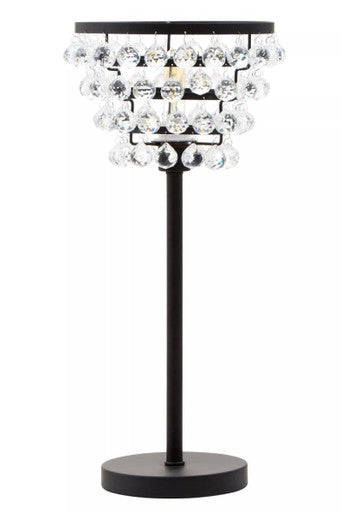 Clear Crystal Table Lamp with Black Metal | Hutchinson