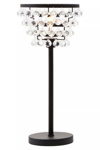 Clear Crystal Table Lamp with Black Metal | Hutchinson
