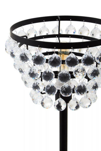 Clear Crystal Table Lamp with Black Metal | Hutchinson