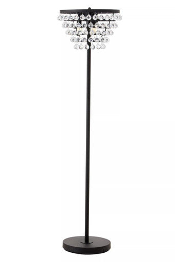 Clear Crystal Floor Lamp with Black Metal | Hutchinson