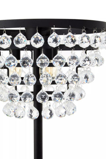 Clear Crystal Floor Lamp with Black Metal | Hutchinson