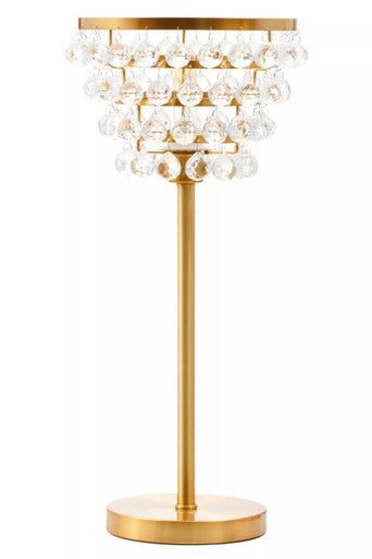 Clear Crystal Table Lamp with Gold Metal | Hutchinson