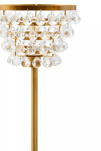 Clear Crystal Table Lamp with Gold Metal | Hutchinson