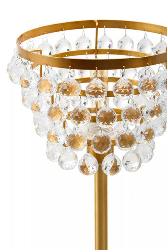 Clear Crystal Table Lamp with Gold Metal | Hutchinson