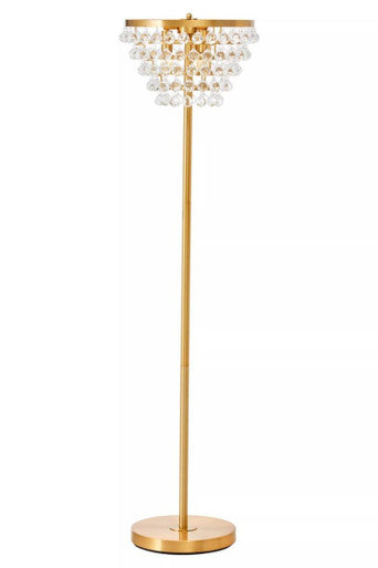 Clear Crystal Floor Lamp with Gold Metal | Hutchinson