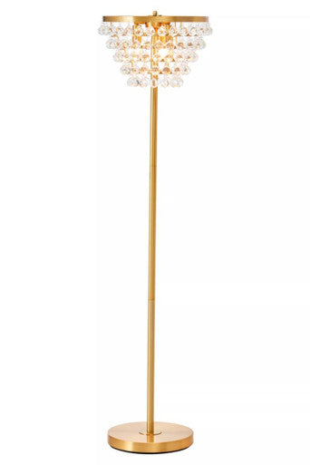 Clear Crystal Floor Lamp with Gold Metal | Hutchinson