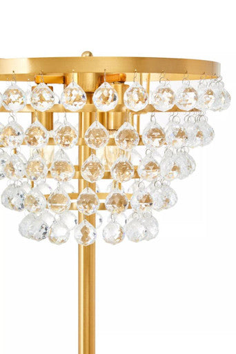 Clear Crystal Floor Lamp with Gold Metal | Hutchinson