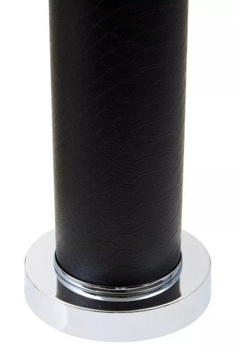 Black Snake Leather Effect Table Lamp with Chrome Base | Hanah