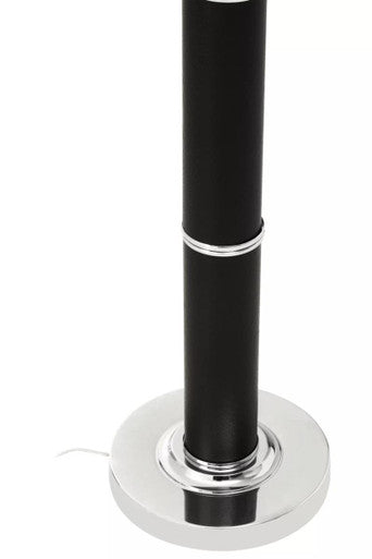 Black Snake Leather Effect Floor Lamp with Chrome Base and Black Shade | Hanah