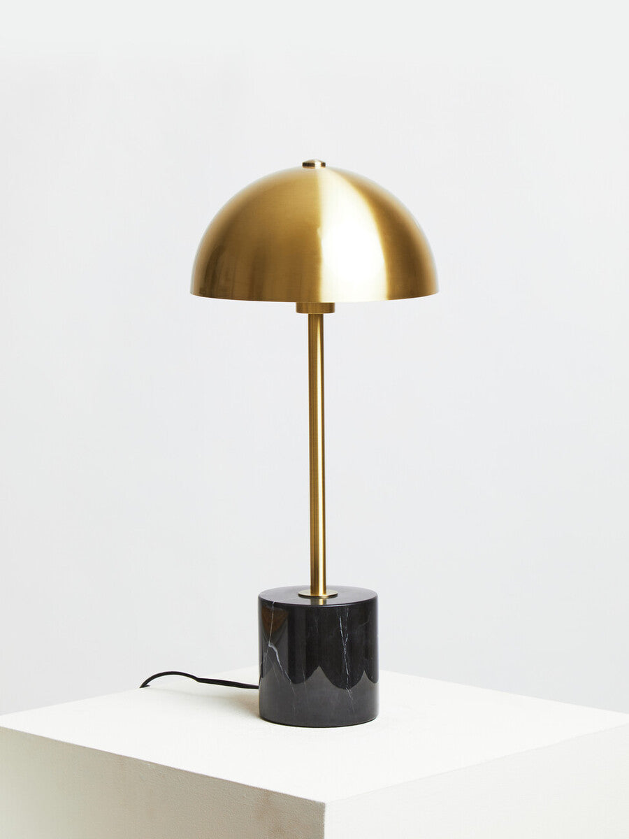 Brushed Brass Table Lamp with Black Marble Base | Murdoch