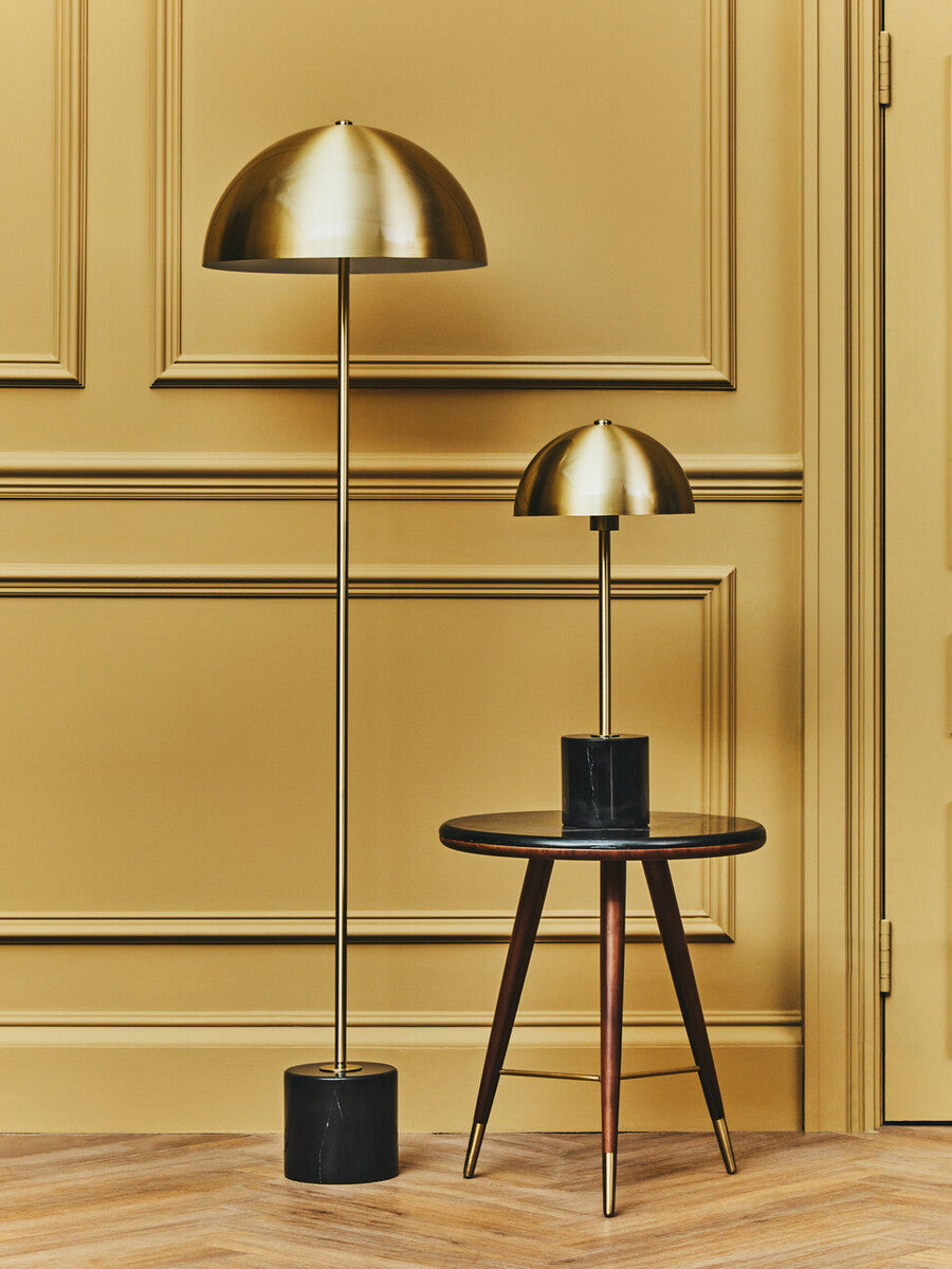 Brushed Brass Table Lamp with Black Marble Base | Murdoch