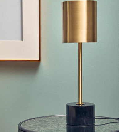 Brushed Brass Table Lamp with Black Marble Base | Palais