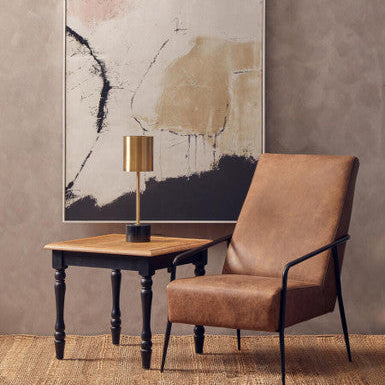 Brushed Brass Table Lamp with Black Marble Base | Palais