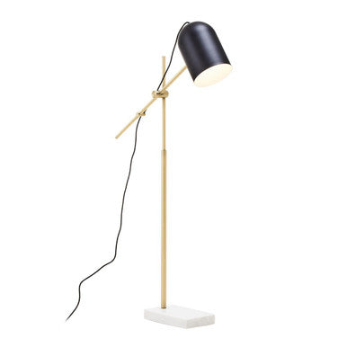 Black and Brass Finish Floor Lamp with Marble Base | Equipoise